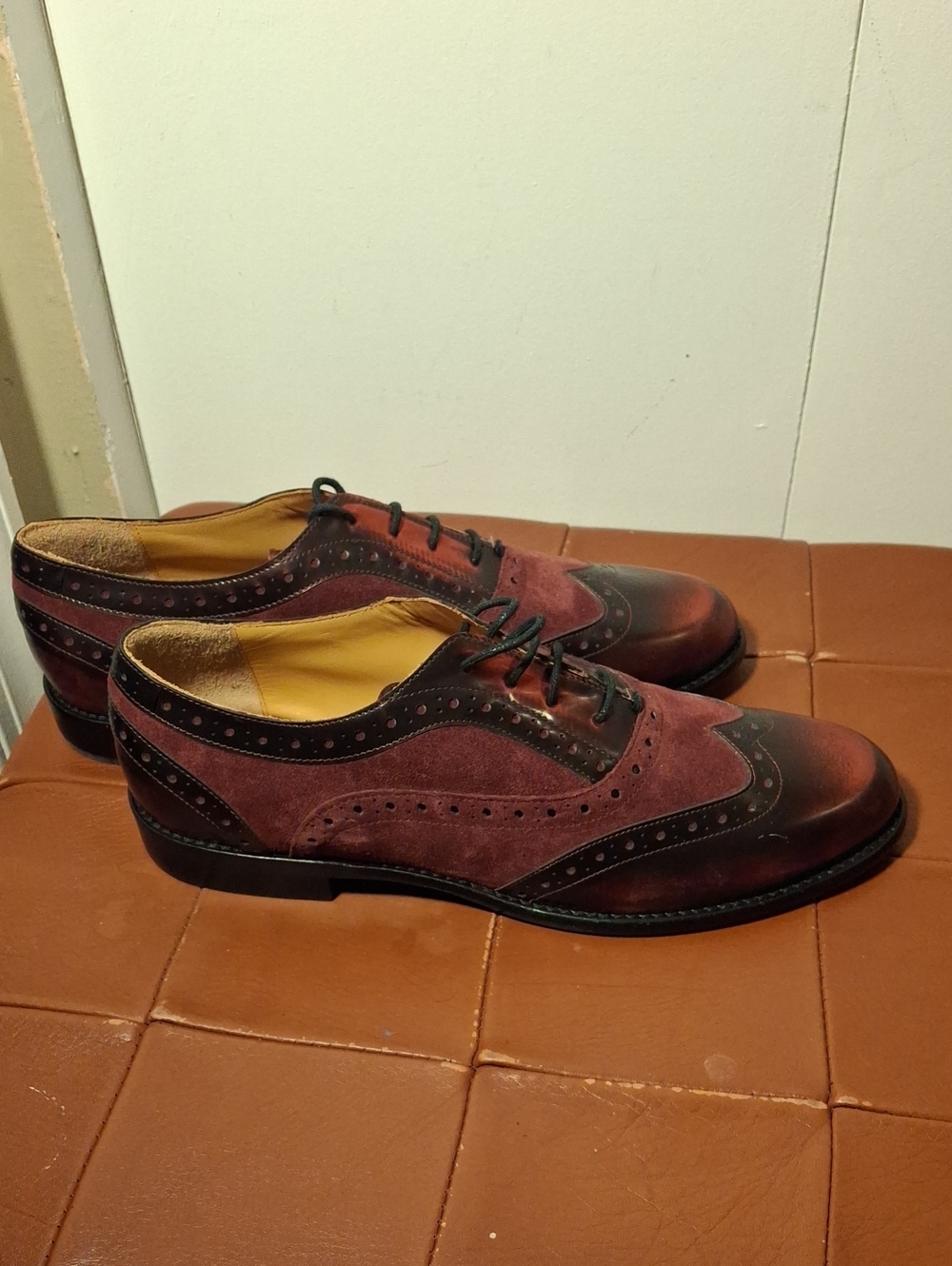 M. GEMI Burgundy Suede Wingtip Dress Shoes